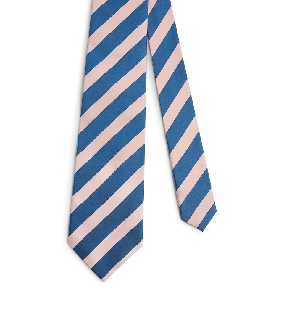 Dunhill Mulberry Silk Stripe Tie Pink