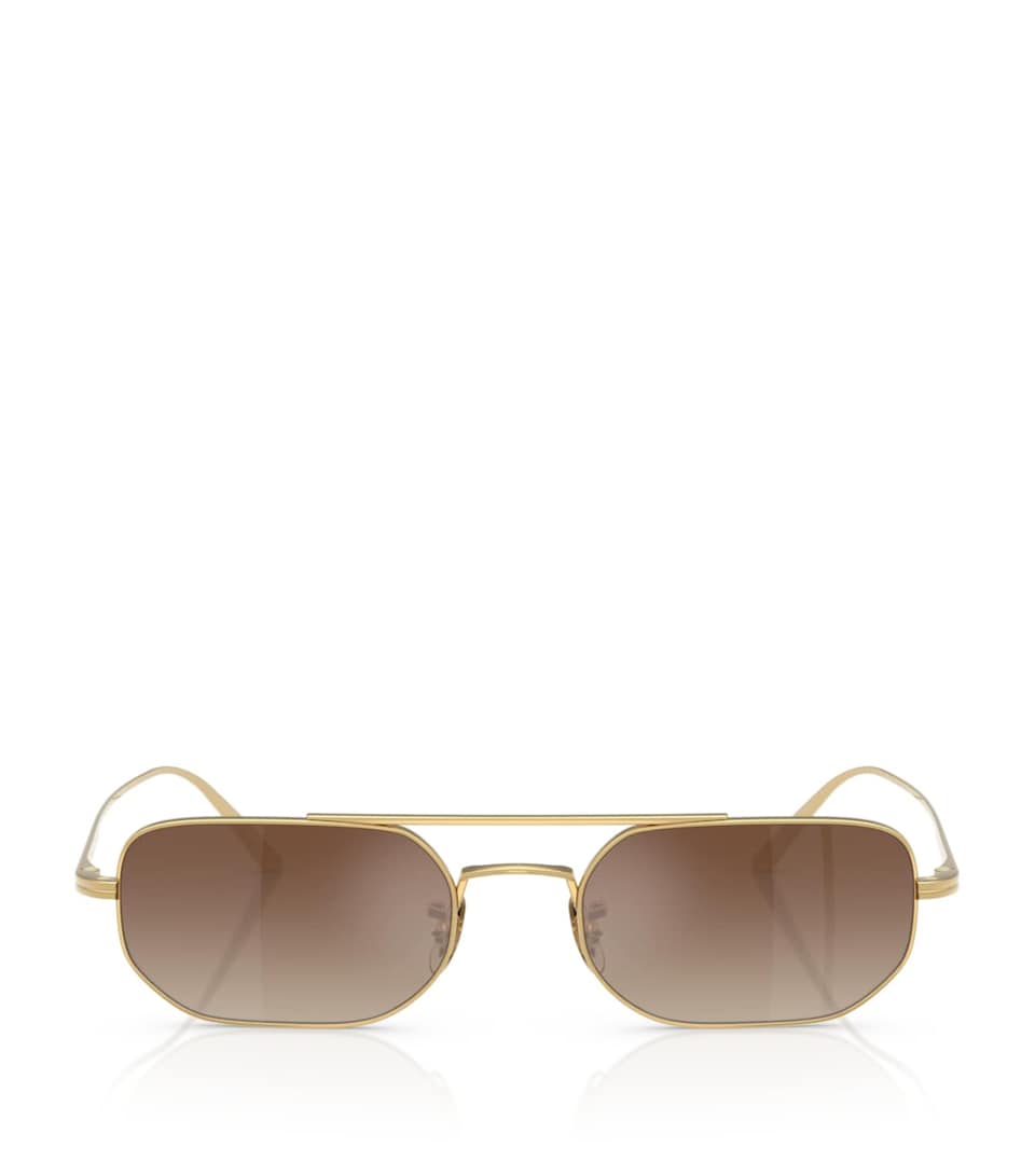 Oliver Peoples Steel 1989C Rectangle Sunglasses Gold