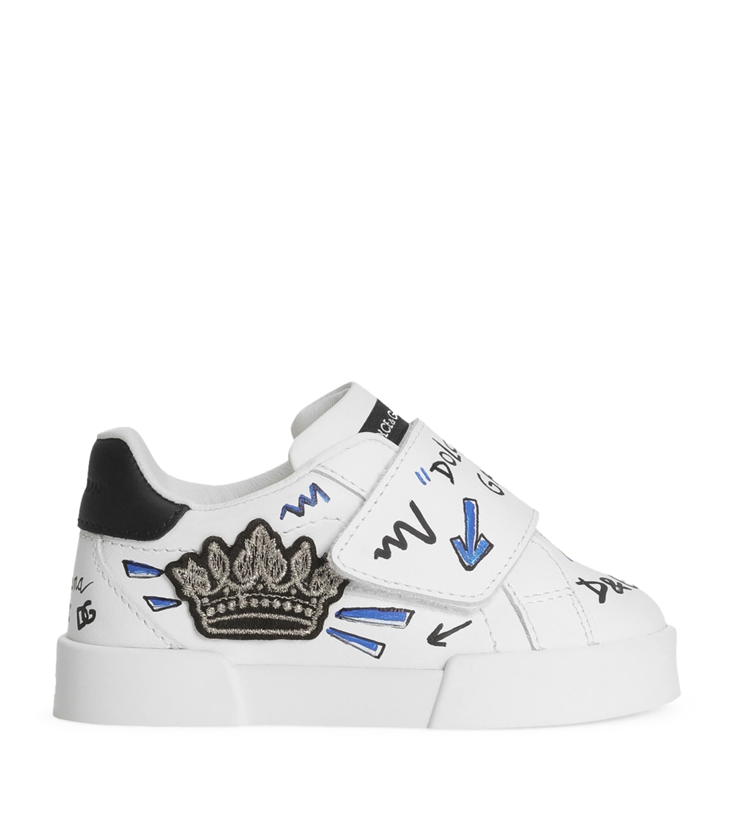 Dolce&Gabbana Kids Embellished Portofino Low-Top Sneakers Scritte Bianco