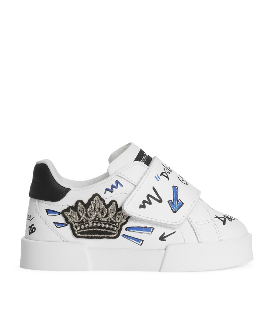 Dolce&Gabbana Kids Embellished Portofino Low-Top Sneakers Scritte Bianco