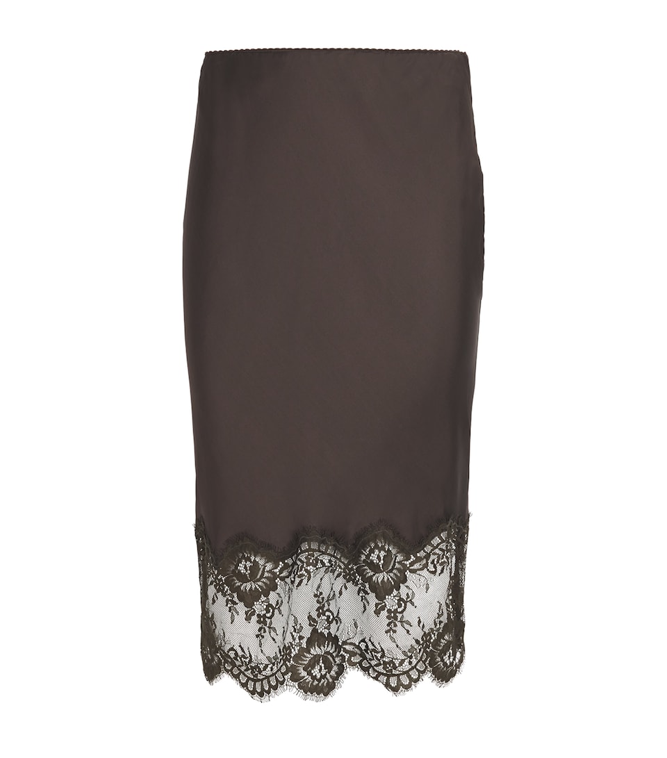 Herskind Womens Lace-Trim Herbert Midi Skirt Java Brown