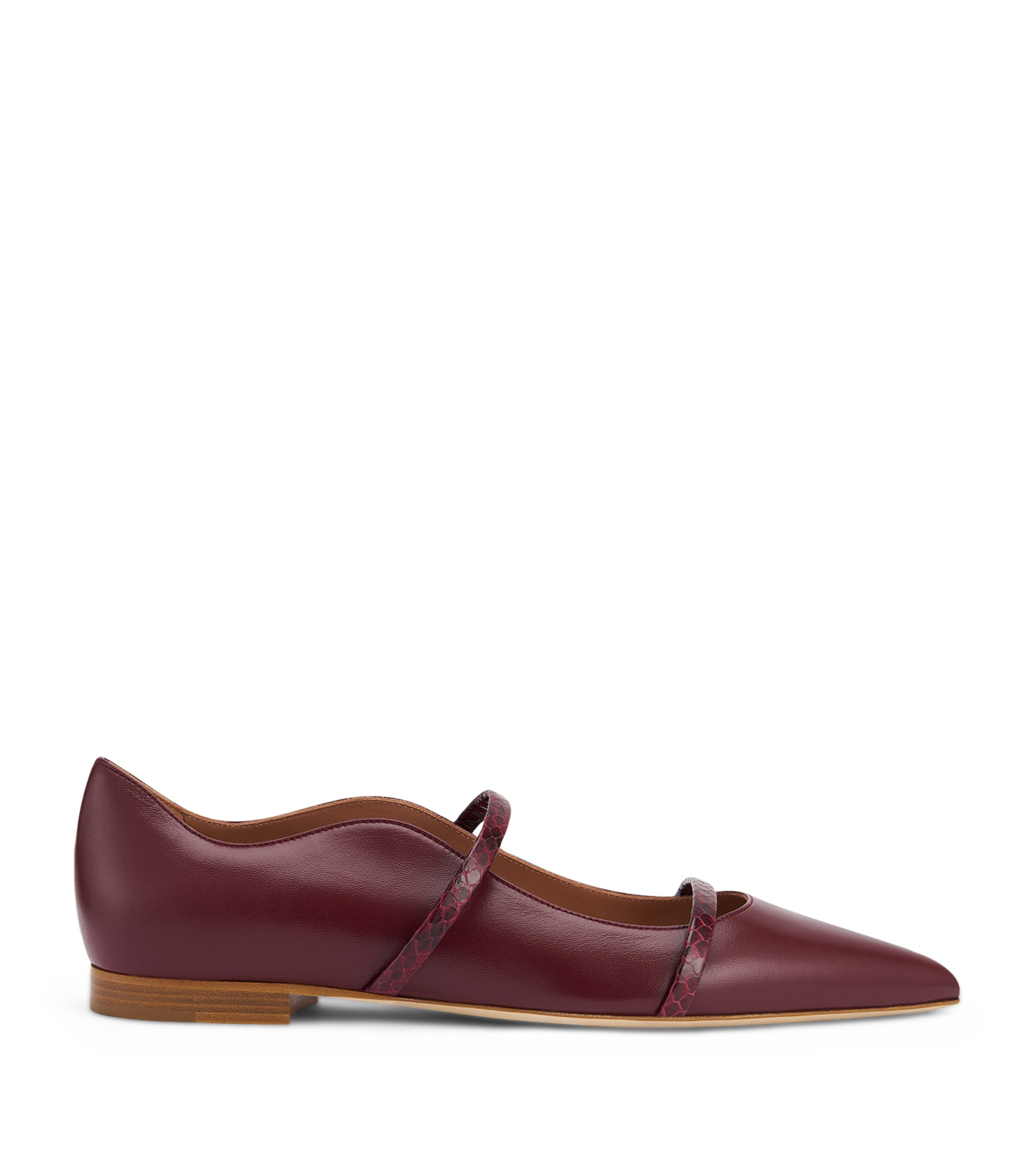 Malone Souliers Leather-Snake Skin Maureen Ballet Flats Rosewood