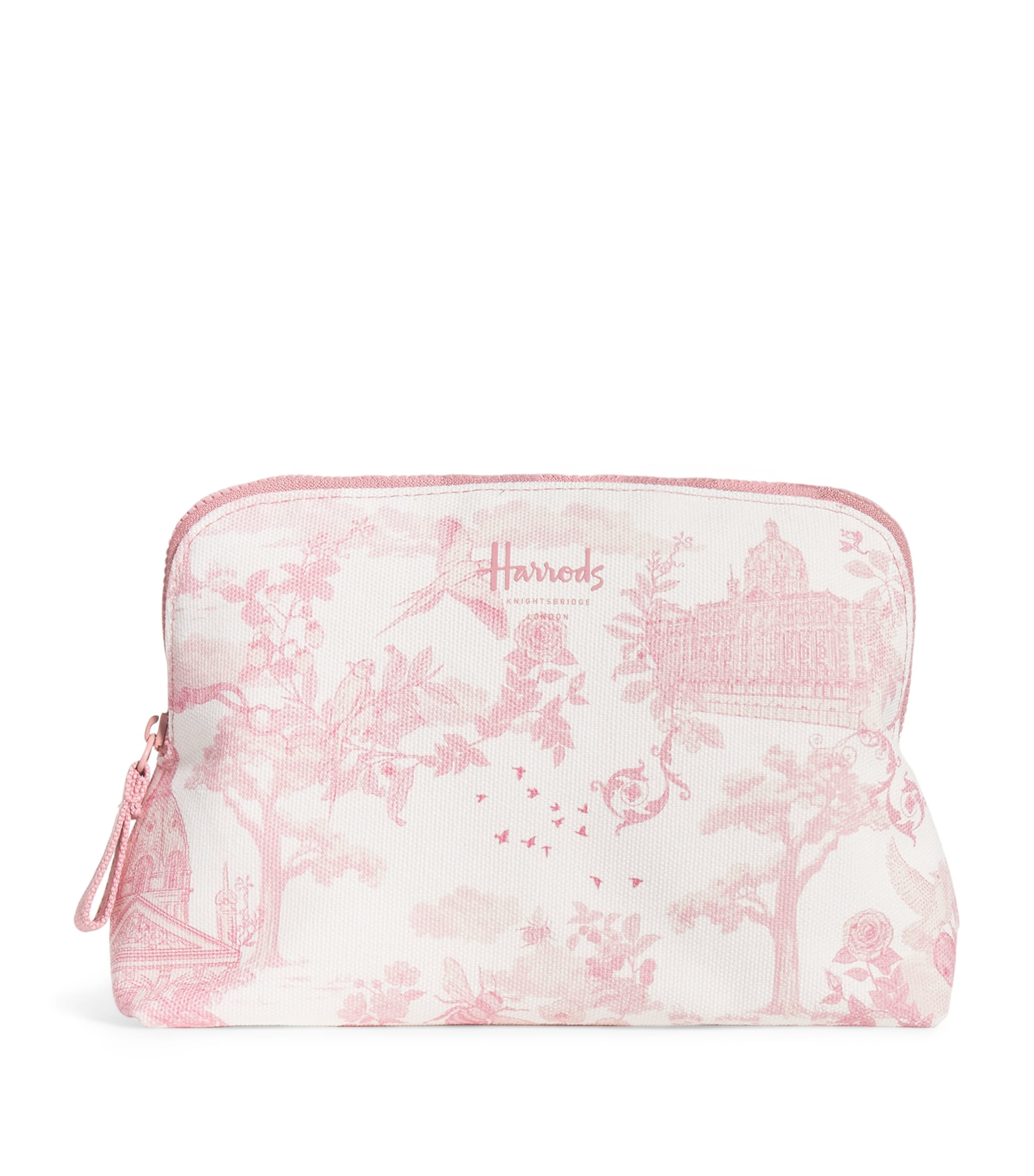 Harrods Toile Half Moon Cosmetic Bag Pink