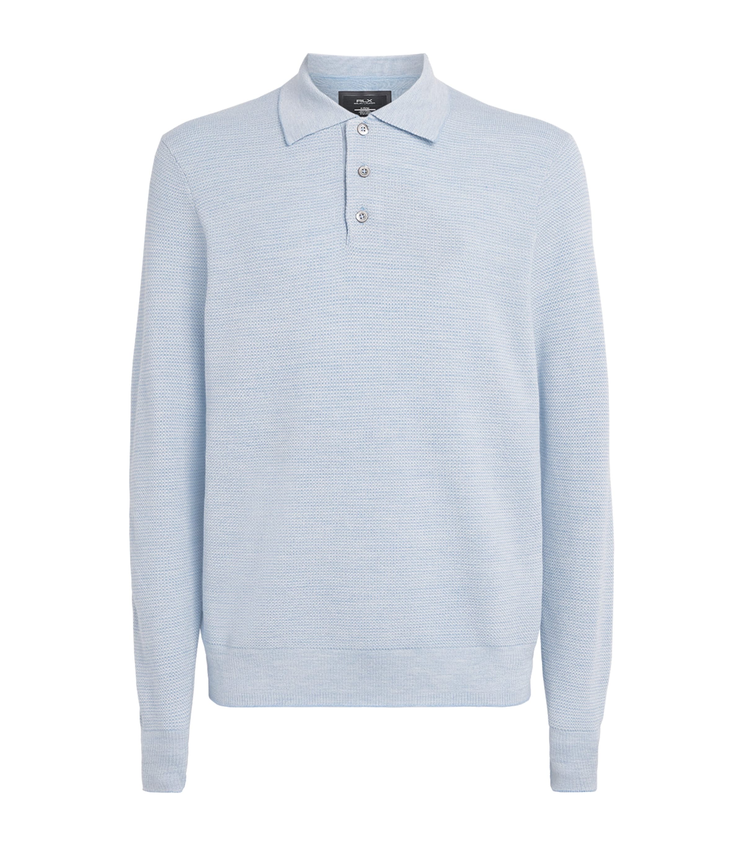 RLX Ralph Lauren Mens Knit Long-Sleeve Polo Shirt Blue Combo