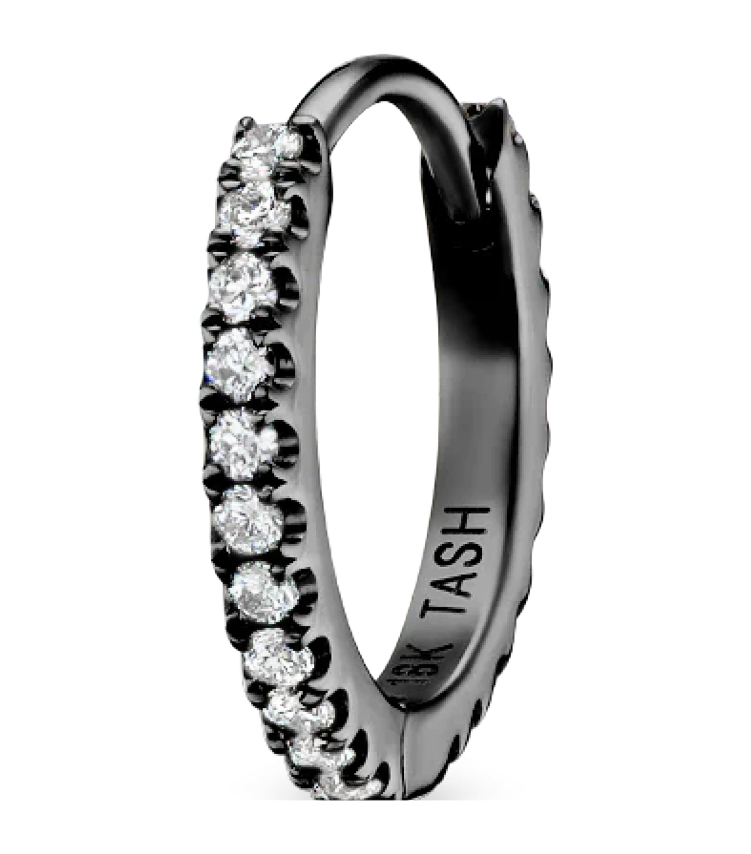 Maria Tash Diamond Eternity Single Hoop Earring (8mm) Black Gold
