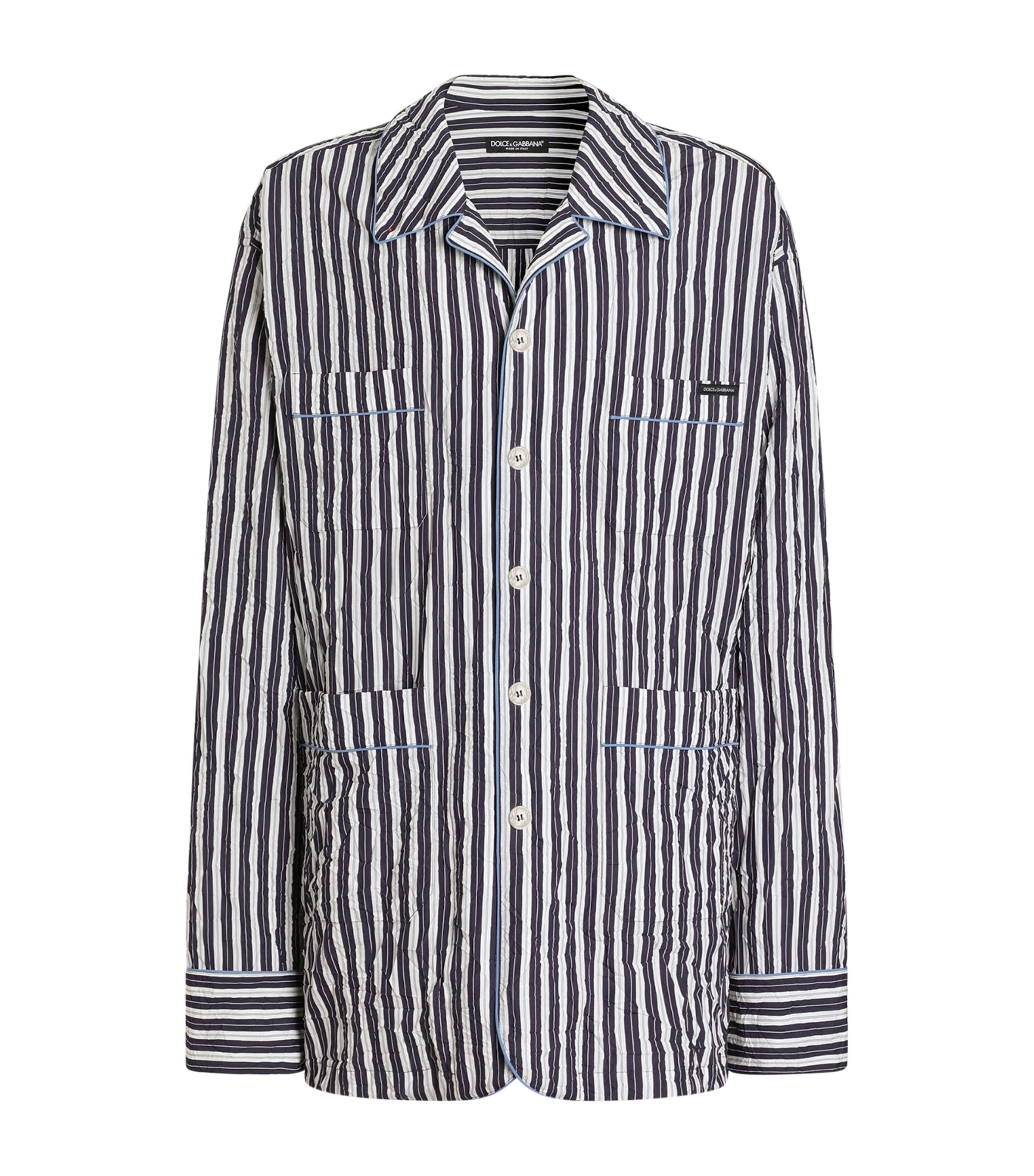 Dolce&Gabbana Mens Crinkled Stripe Oversized Shirt Striped