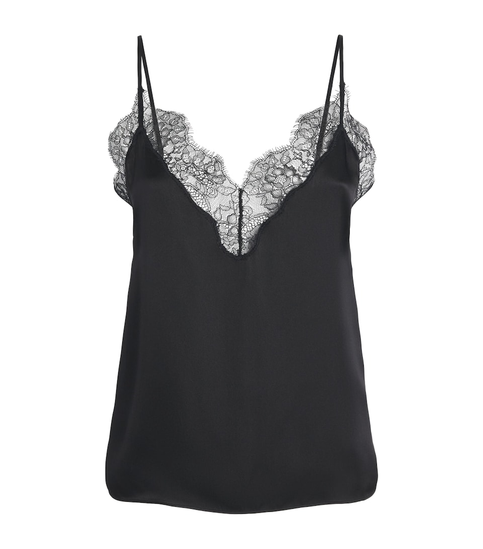 ANINE BING Womens Silk-Blend Mael Cami Top Black