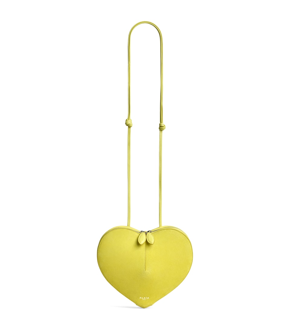 Alaïa Suede Le Coeur Shoulder Bag Lemon Yellow