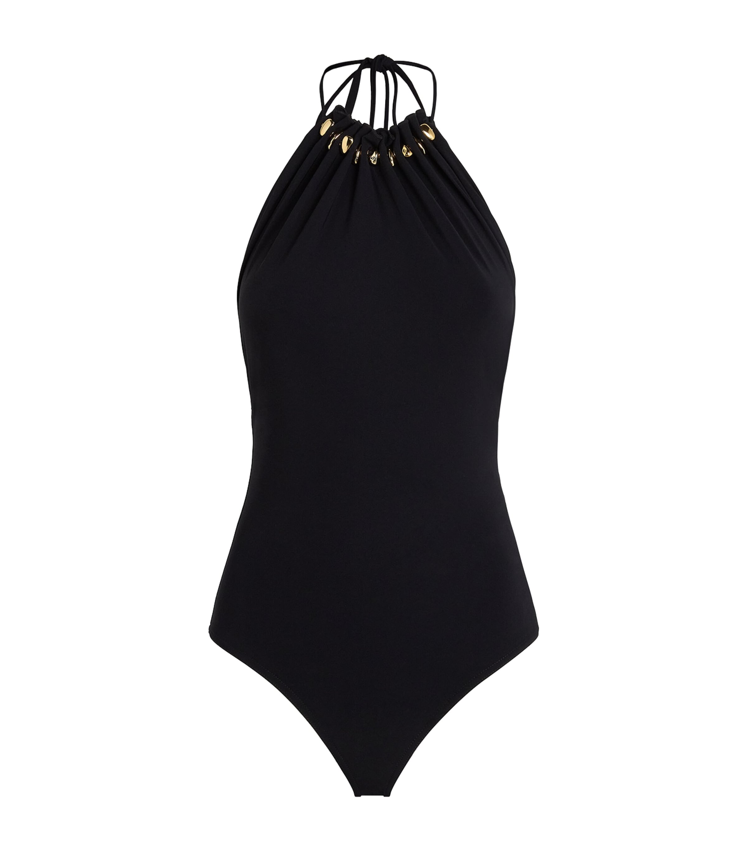 Zimmermann Womens Beaded Halterneck Fairlight Swimsuit Blackblk