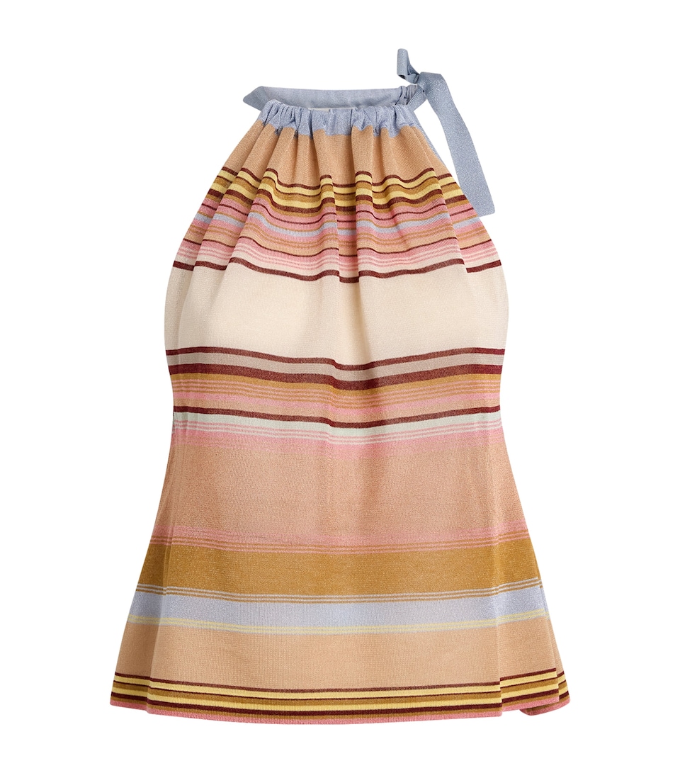 Zimmermann Womens Fairlight Stripe Halterneck Top Pink Multipkmu
