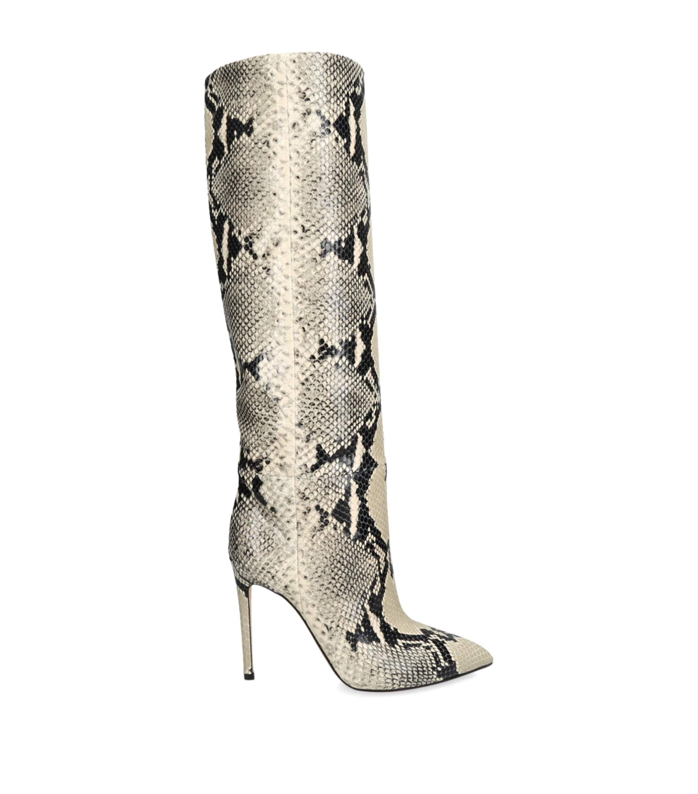 Leather Python Print Knee-High Boots 105