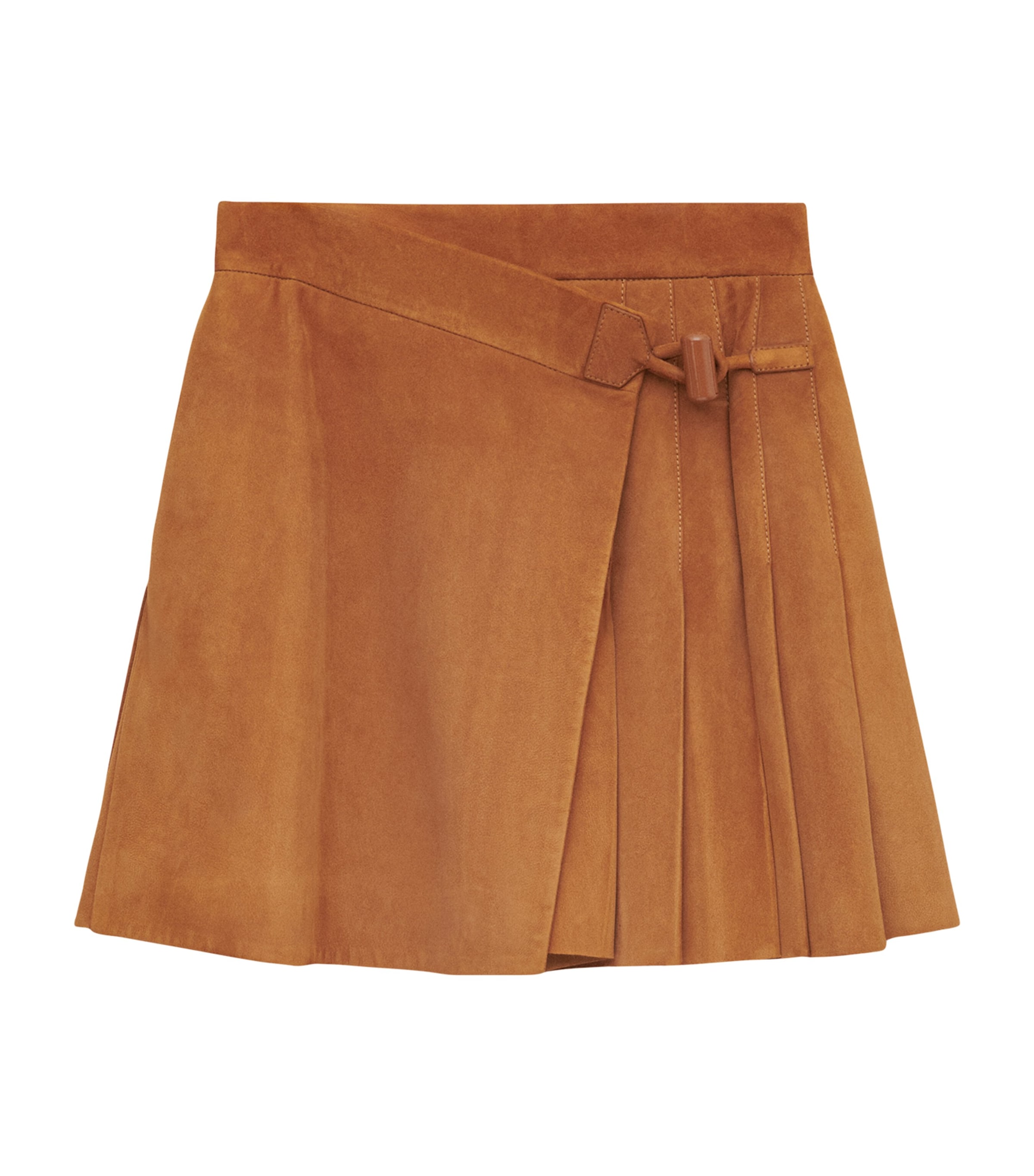 Suede Pleated Mini Skirt