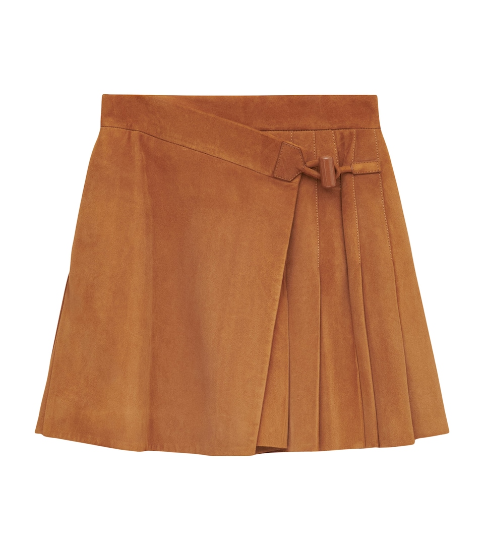 Suede Pleated Mini Skirt