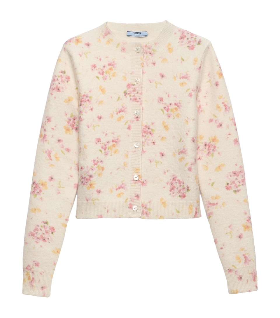 Wool-Blend Floral Cardigan