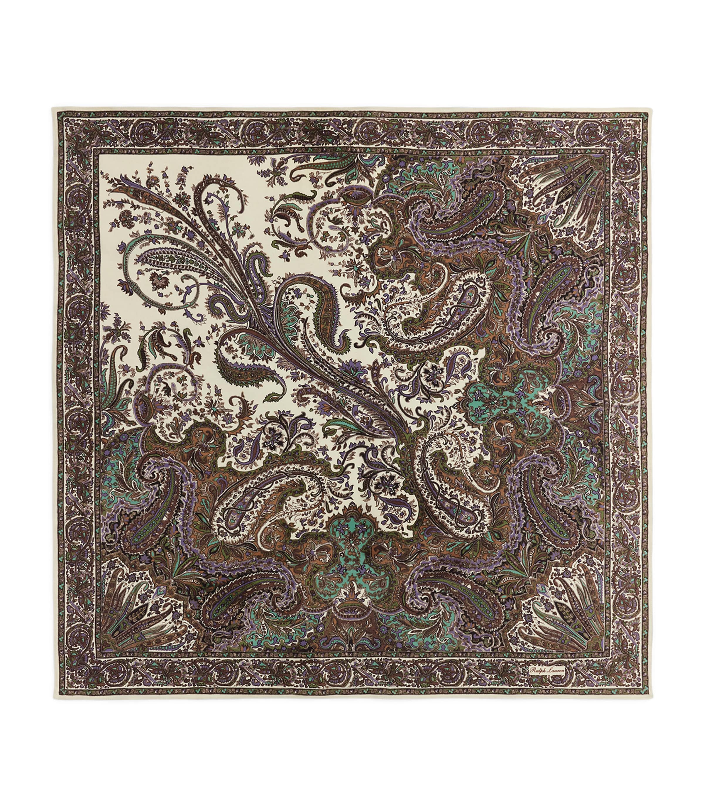 Ralph Lauren Collection Silk Paisley Scarf Tan Multi