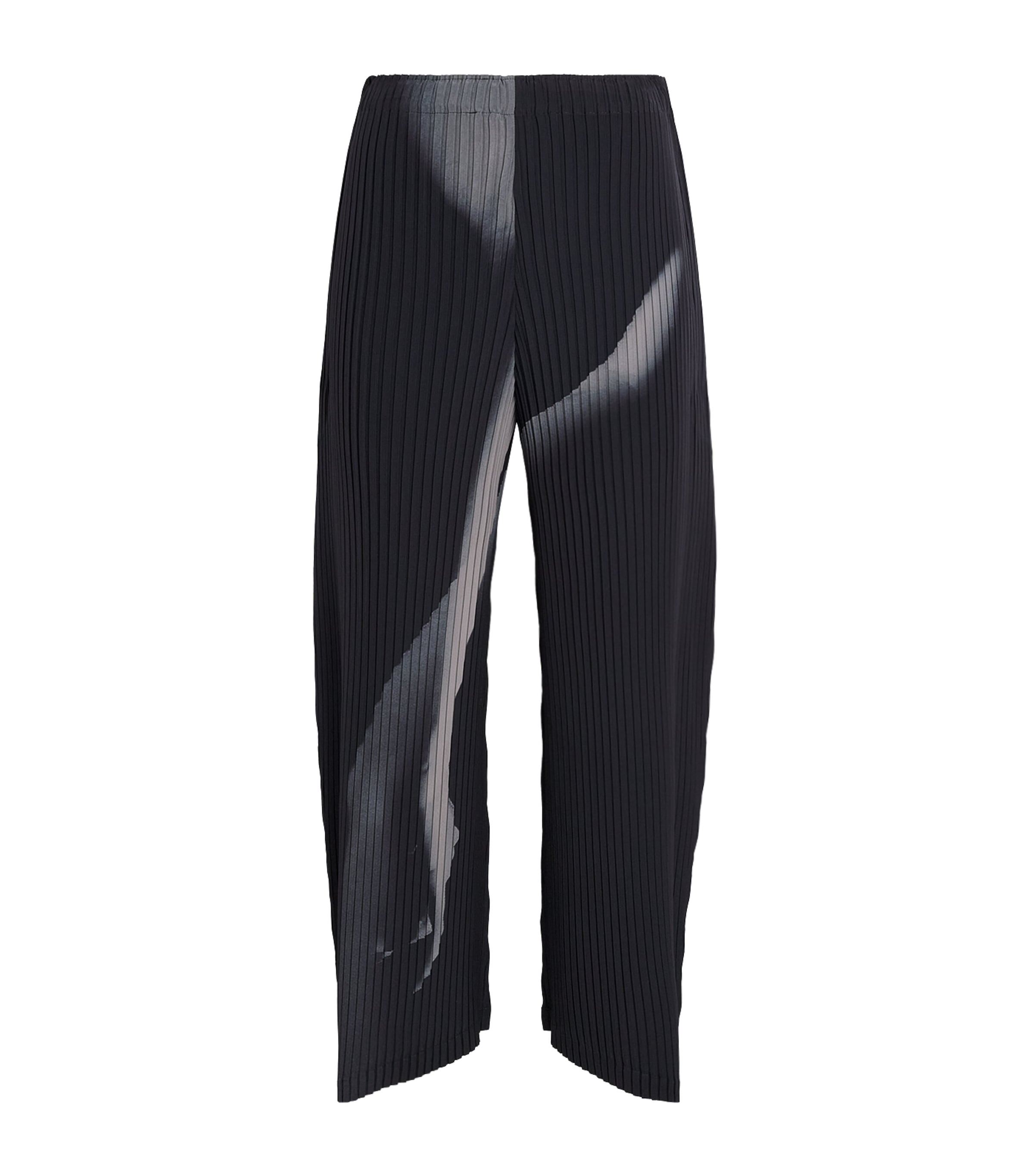 Issey Miyake Womens Hands of Lover Pleats Wide-Leg Trousers Black Hued
