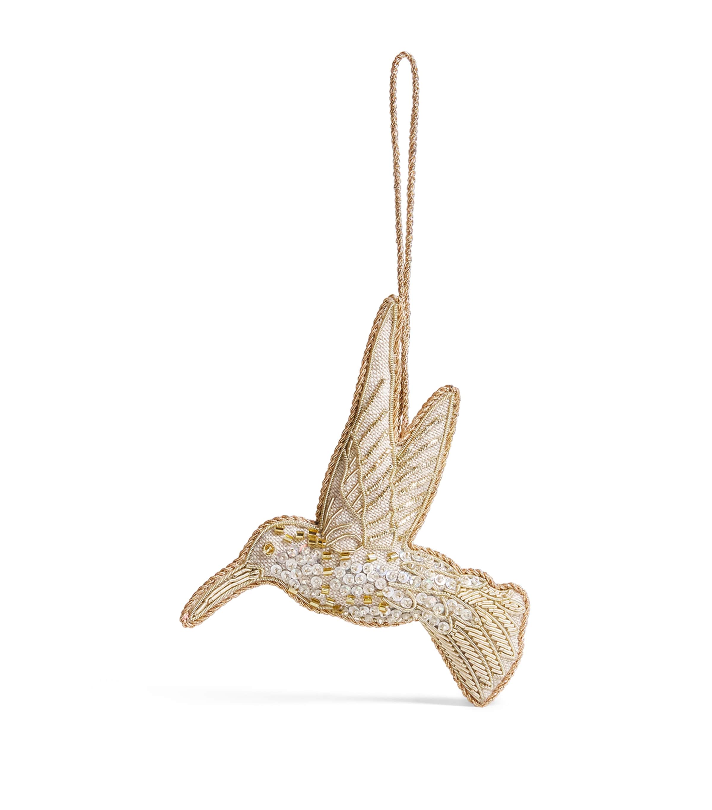 Katie Larmour Beaded Hummingbird Tree Decoration Oatmeal