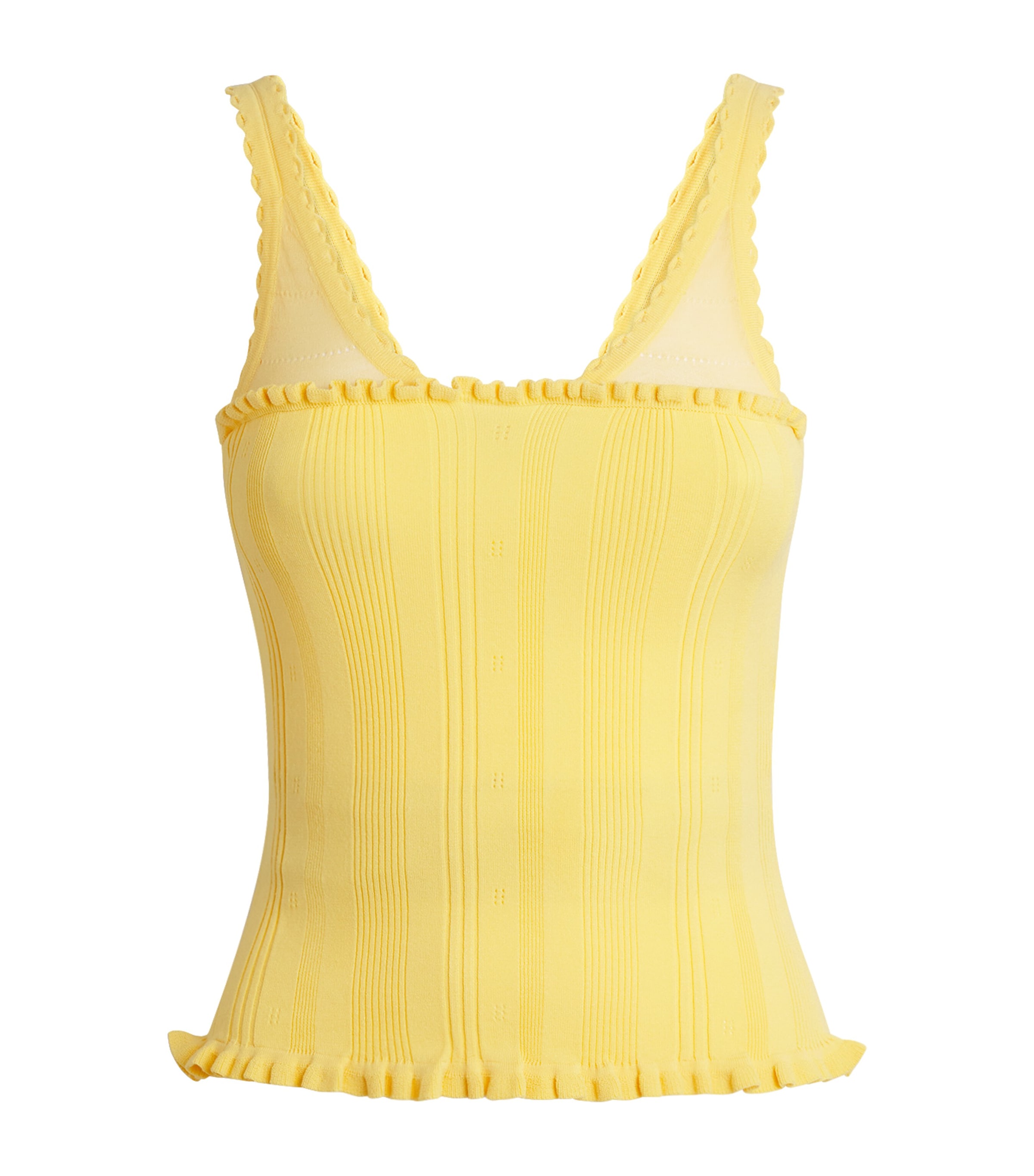 Claudie Pierlot Womens Knitted Pointelle Tank Top Sun Yellow