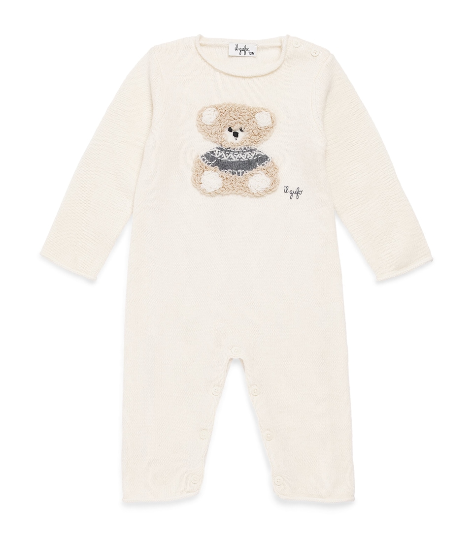 Il Gufo Merino Wool Bear Playsuit (3-12 Months) Milk