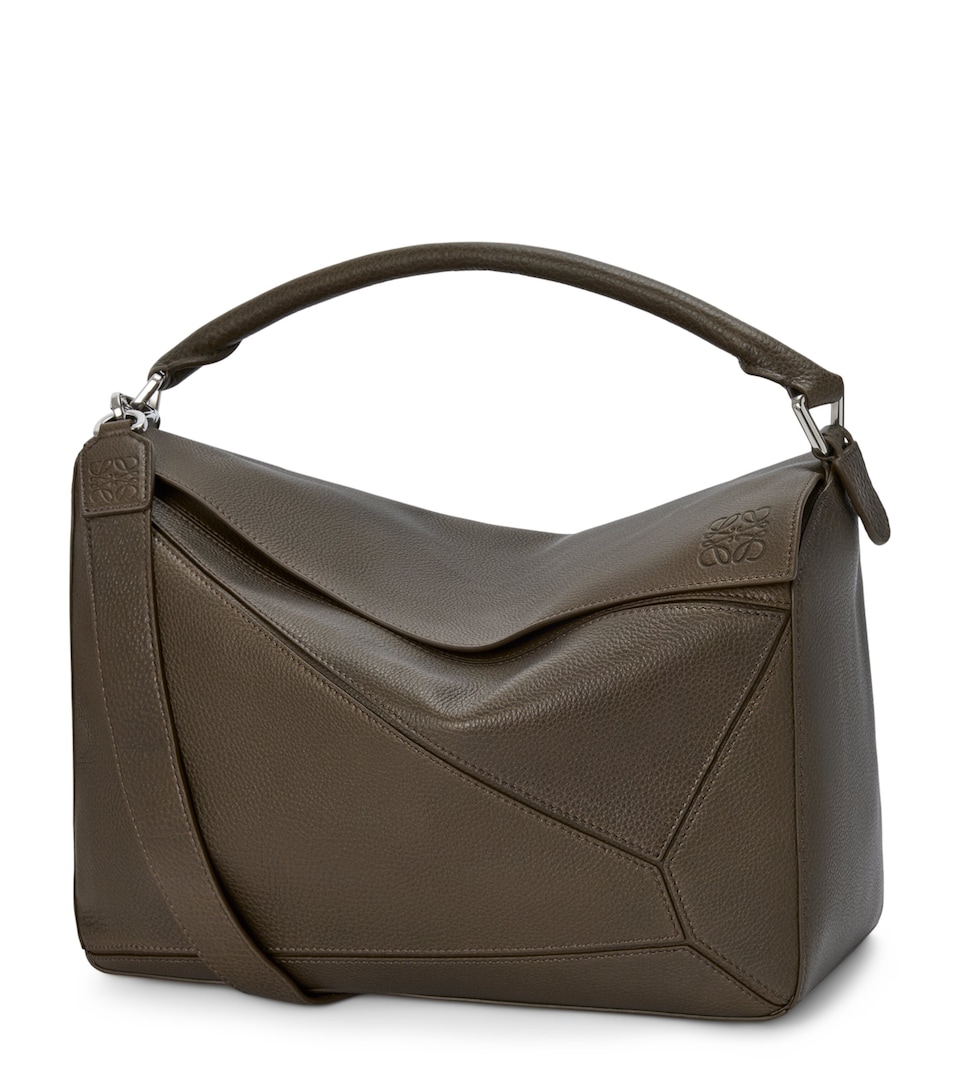 Large Leather Puzzle Edge Top-Handle Bag