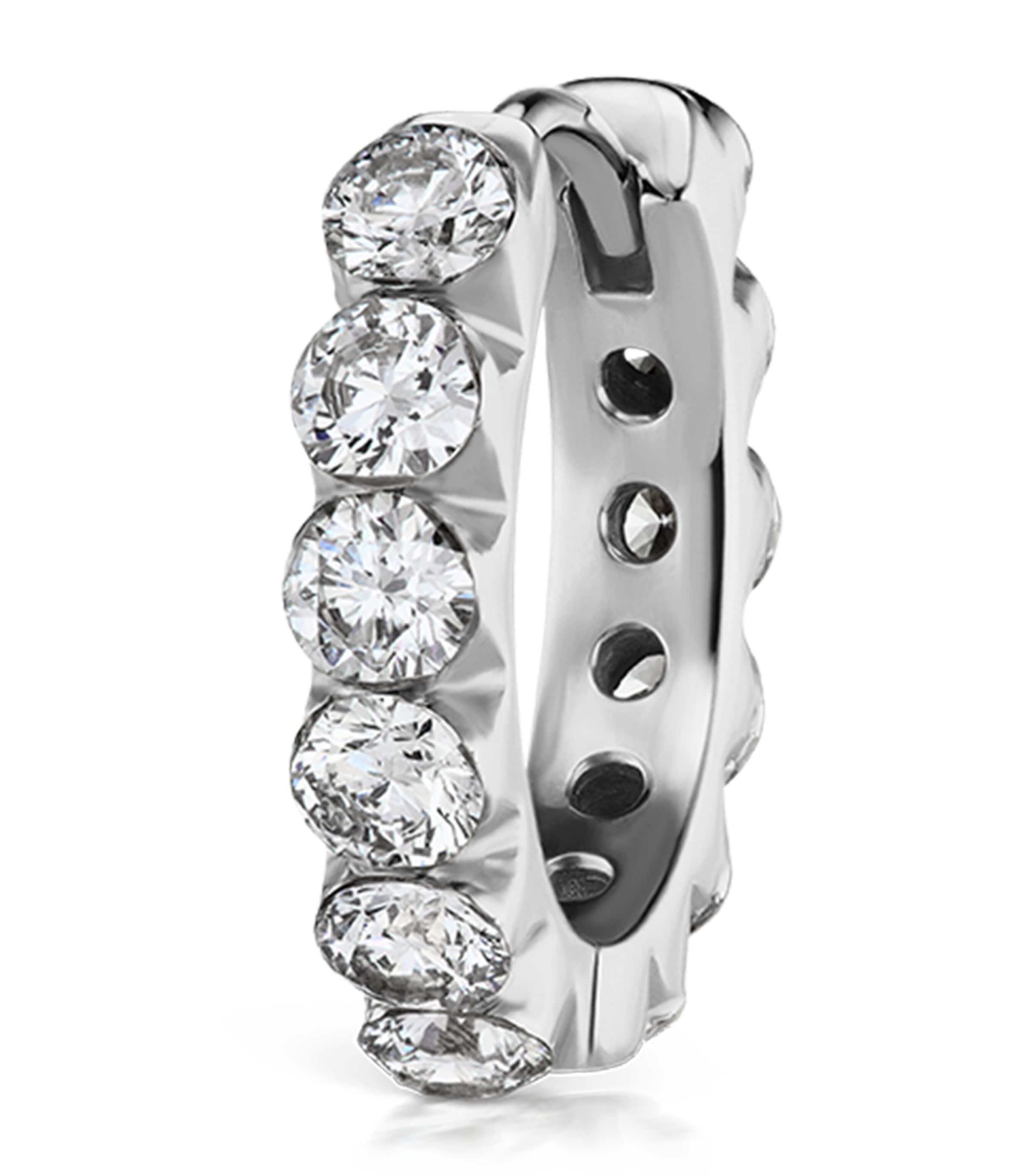 Maria Tash White Gold Invisible Set Large Diamond Eternity Hoop Earring (9.5mm) White Gold