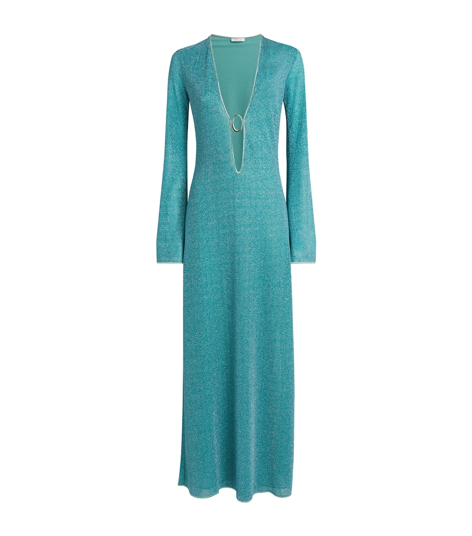 Oséree Womens O-Ring Lumière Kaftan Mini Dress Sea Turquoise