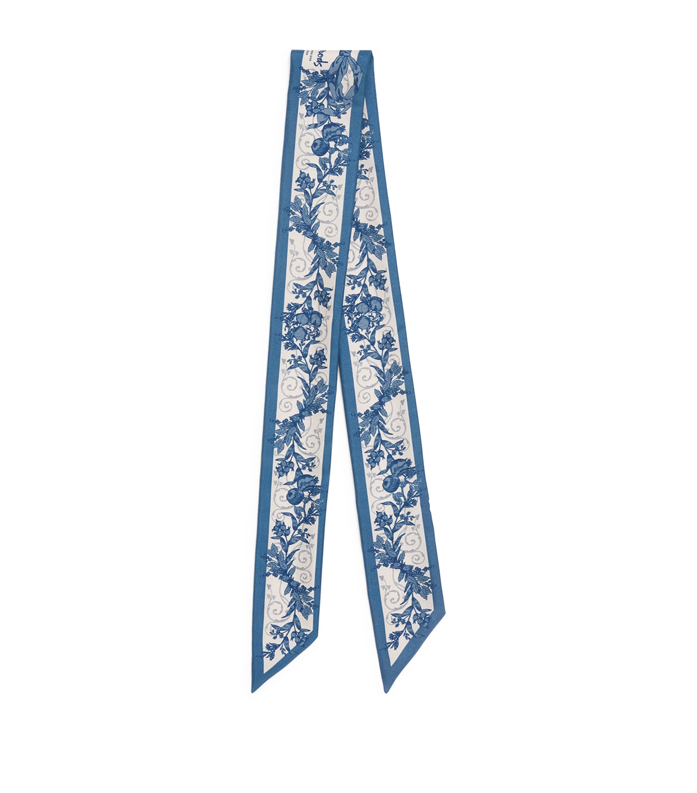 Harrods Silk Menagerie Print Scarf Blue