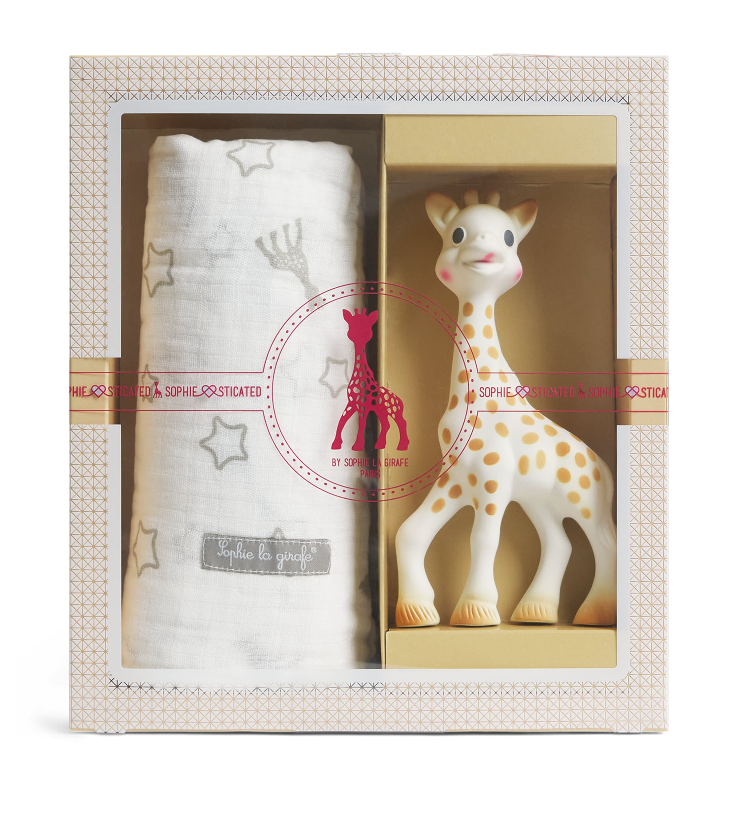 Sophie La Girafe Sophiesticated The Swaddle Set Beige/brwn + Wht/gry