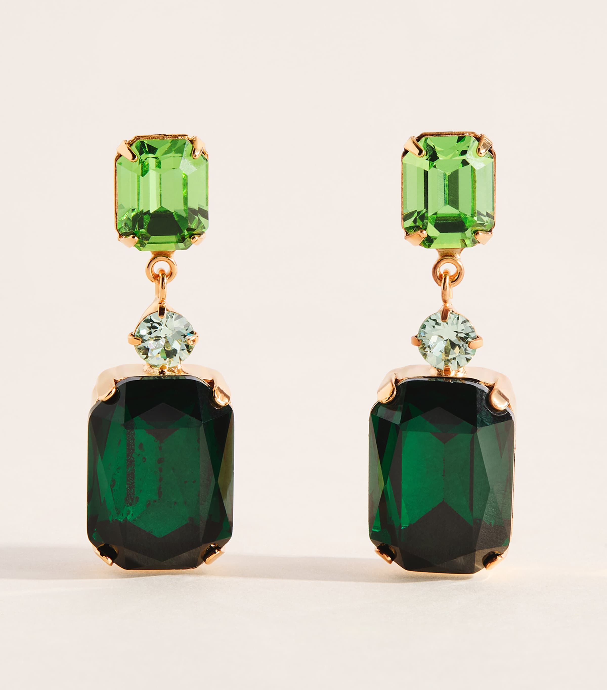 Jennifer Behr Yellow Gold-Plated Justine Drop Earrings Emerald
