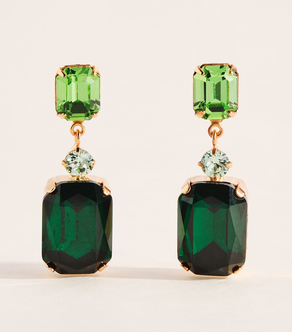 Jennifer Behr Yellow Gold-Plated Justine Drop Earrings Emerald