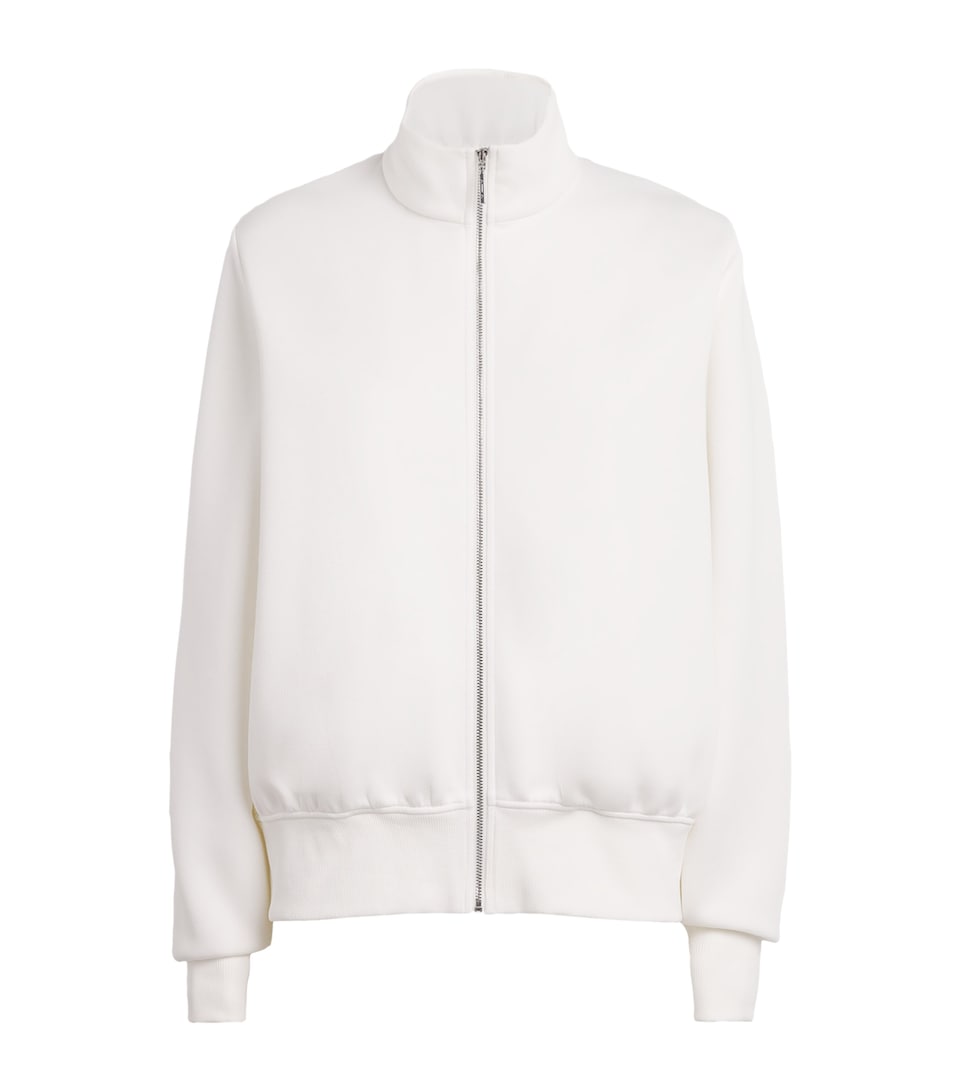 MM Womens Cotton-Silk-Blend Zip-Up Sweatshirt White