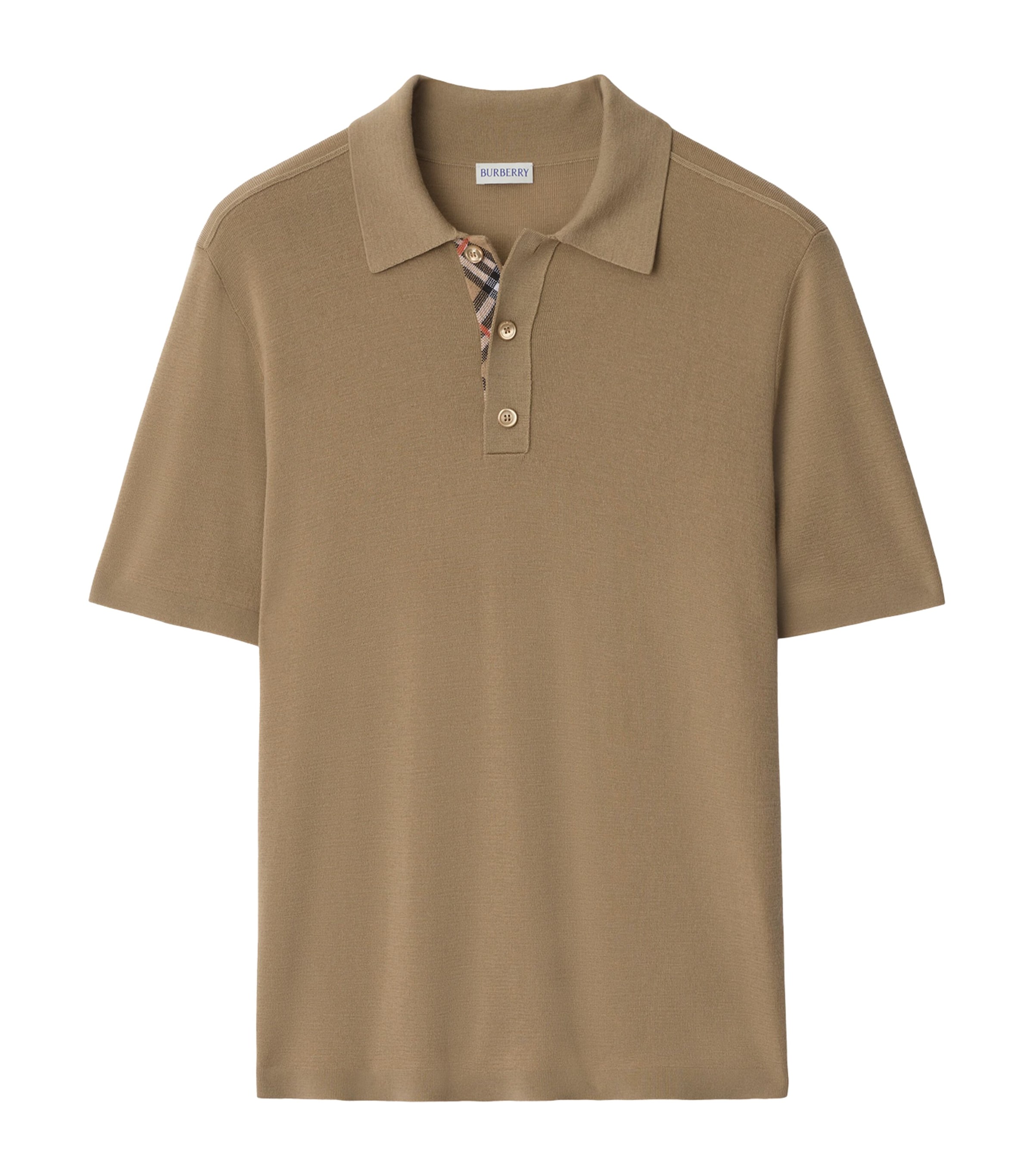 Wool Check-Detail Polo Shirt