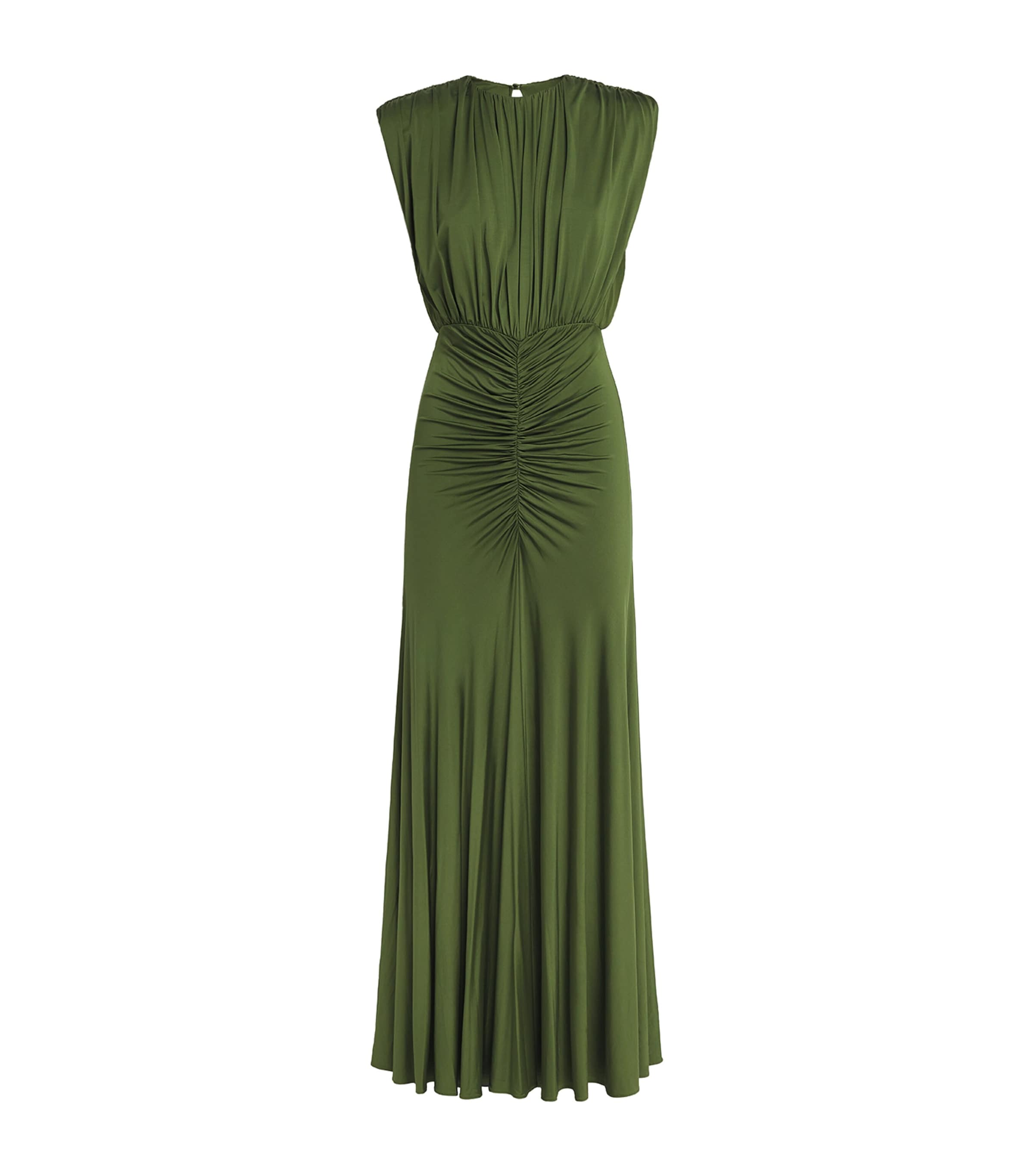 Self-Portrait Womens Jersey Gathered Maxi Dress Green