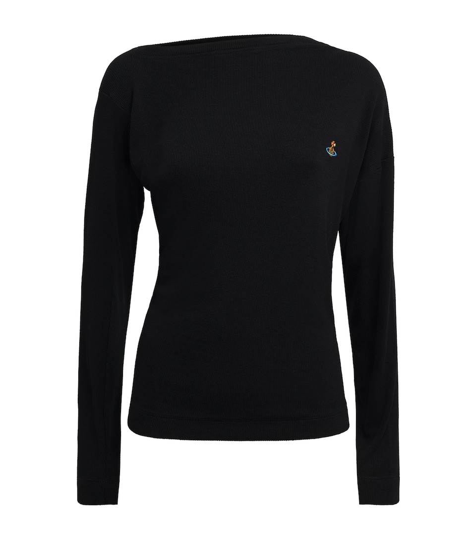 Vivienne Westwood Womens Ribbed Hebo Long-Sleeve T-Shirt Black
