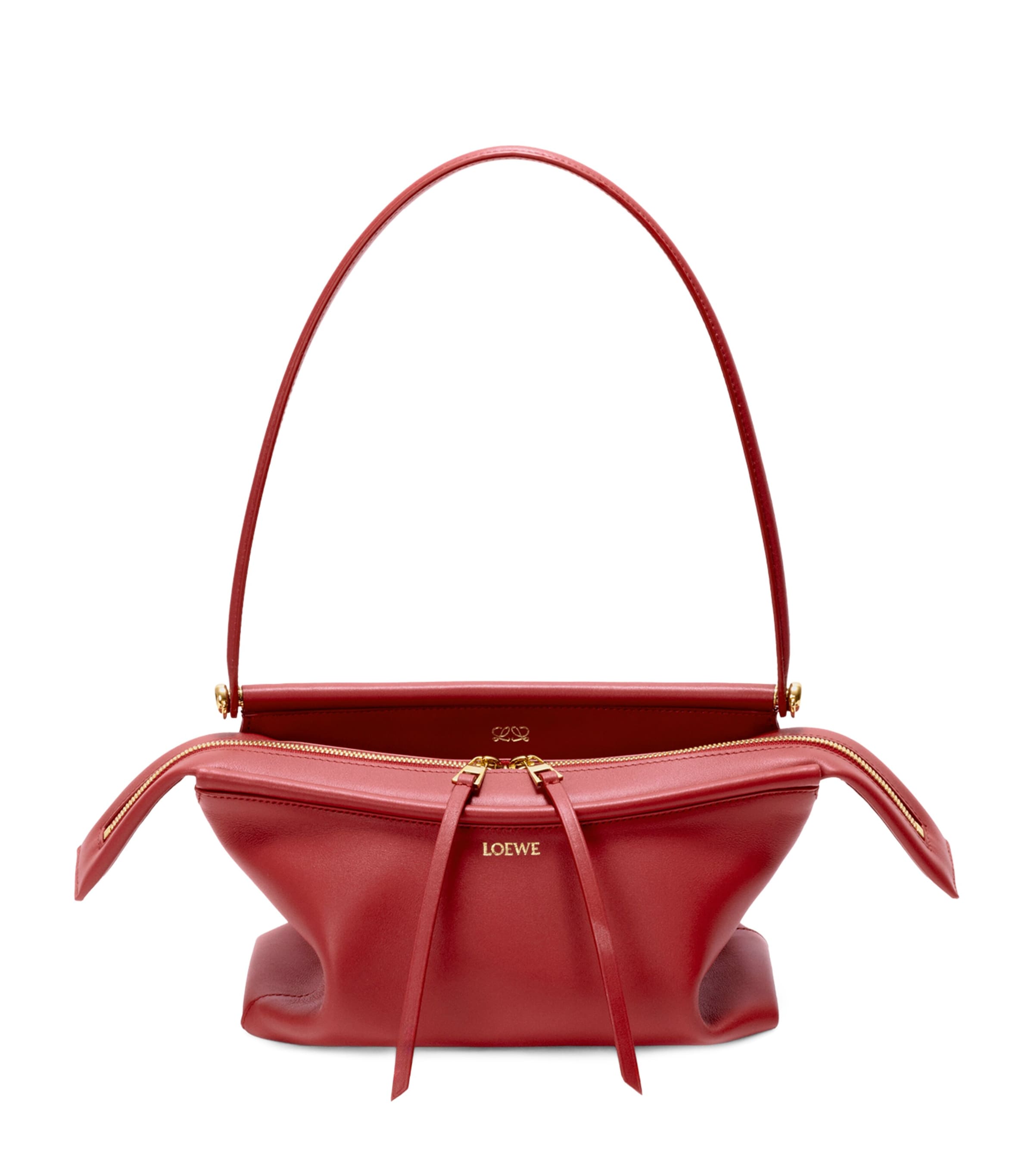LOEWE Small Leather Whisker Shoulder Bag Carmine Red