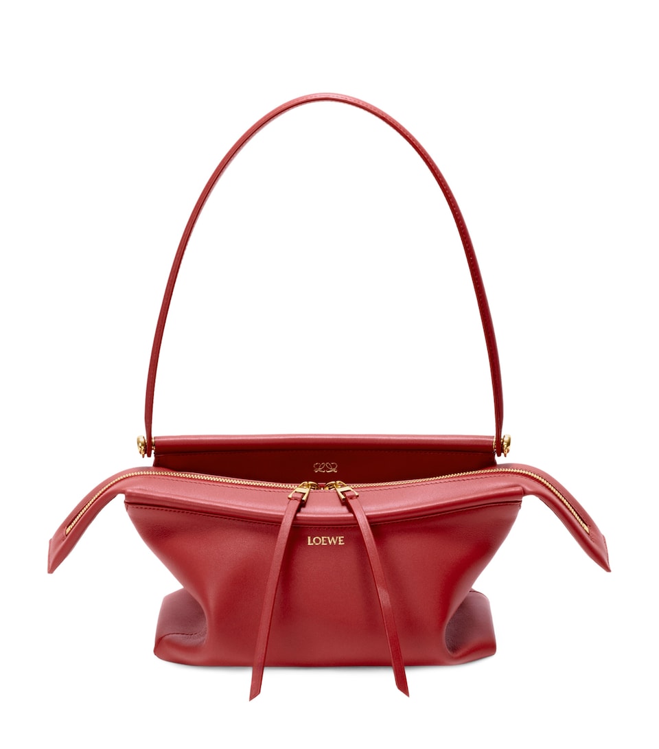 LOEWE Small Leather Whisker Shoulder Bag Carmine Red