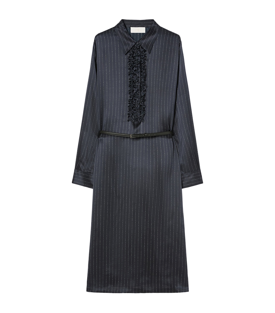 Marina Rinaldi Womens Silk Pinstripe Midi Dress Midnightblue