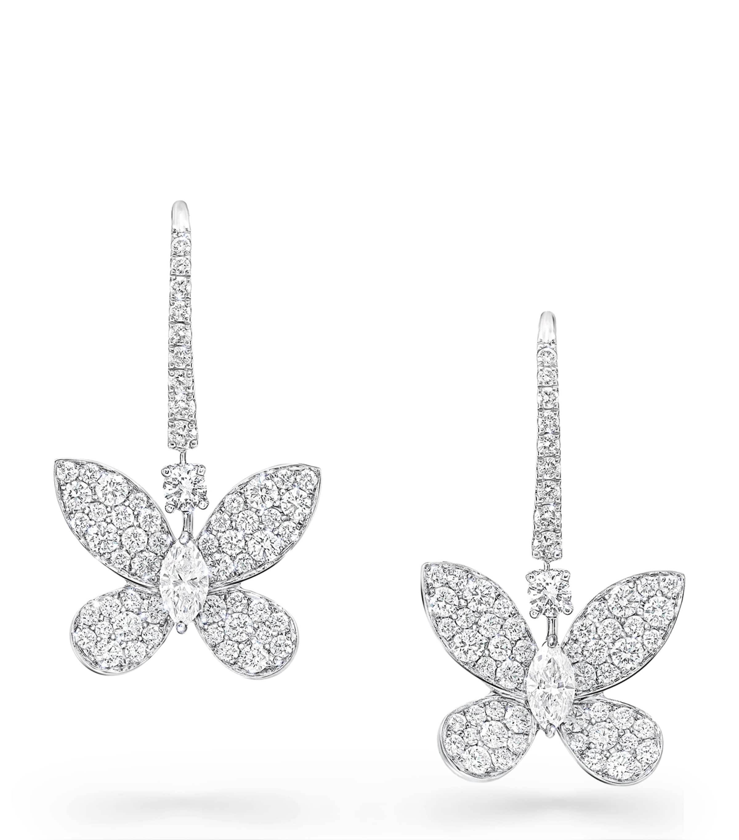 Graff White Gold and Diamond Pavé Butterfly Drop Earrings White Gold