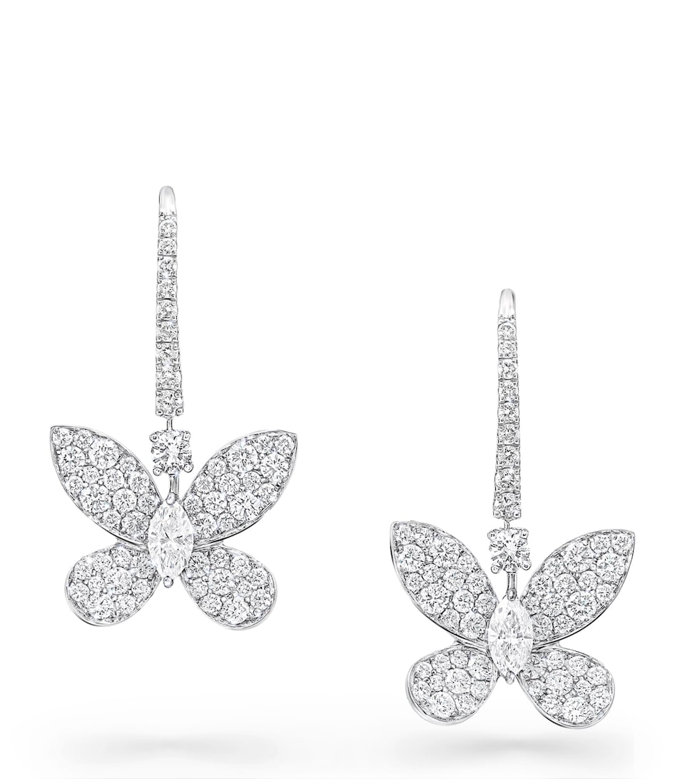 Graff White Gold and Diamond Pavé Butterfly Drop Earrings White Gold