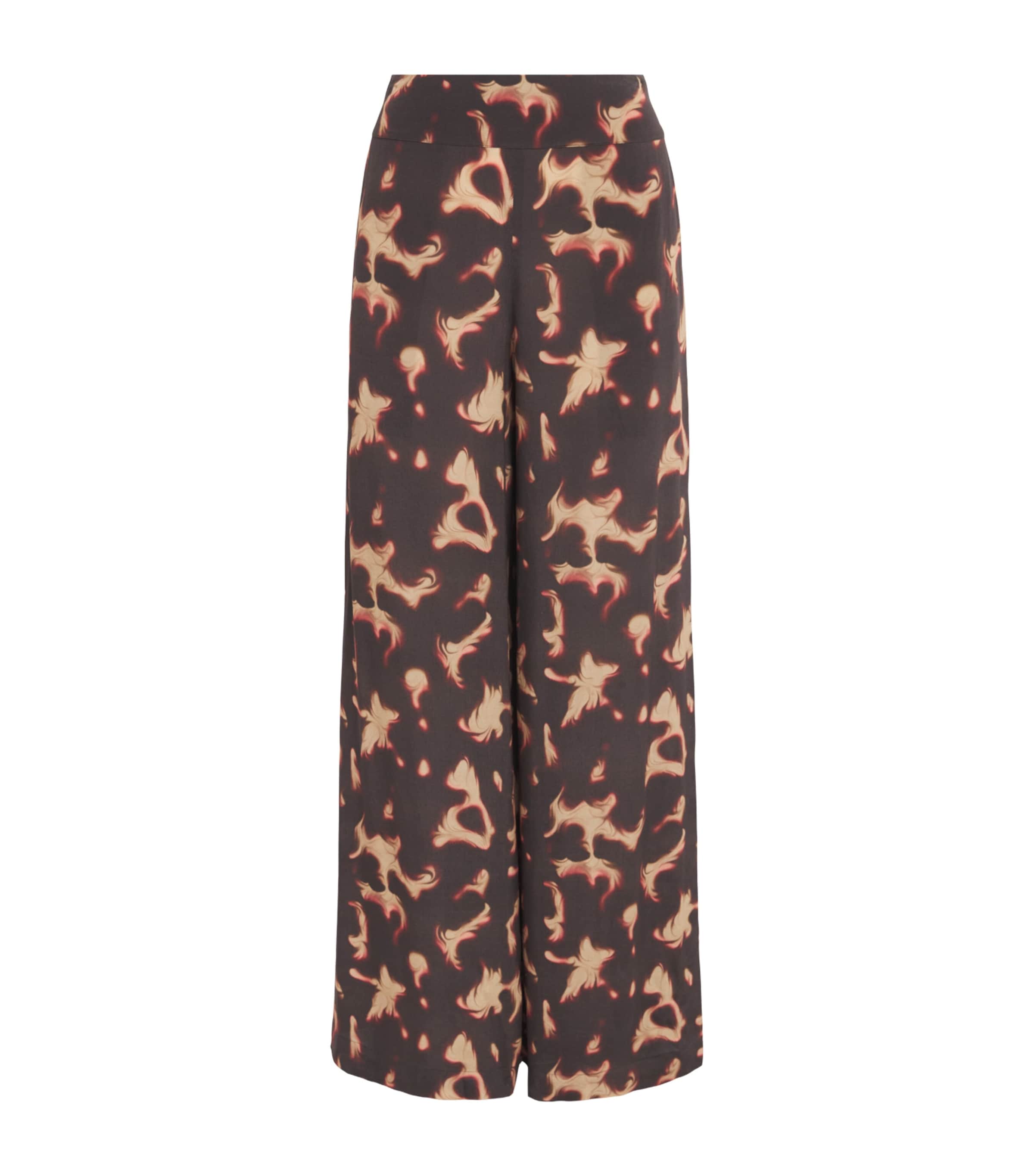 Joseph Womens Crepe de Soie Silk Rihani Trousers Tortoise Shell