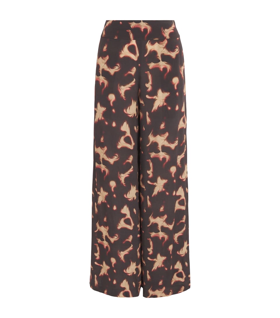 Joseph Womens Crepe de Soie Silk Rihani Trousers Tortoise Shell