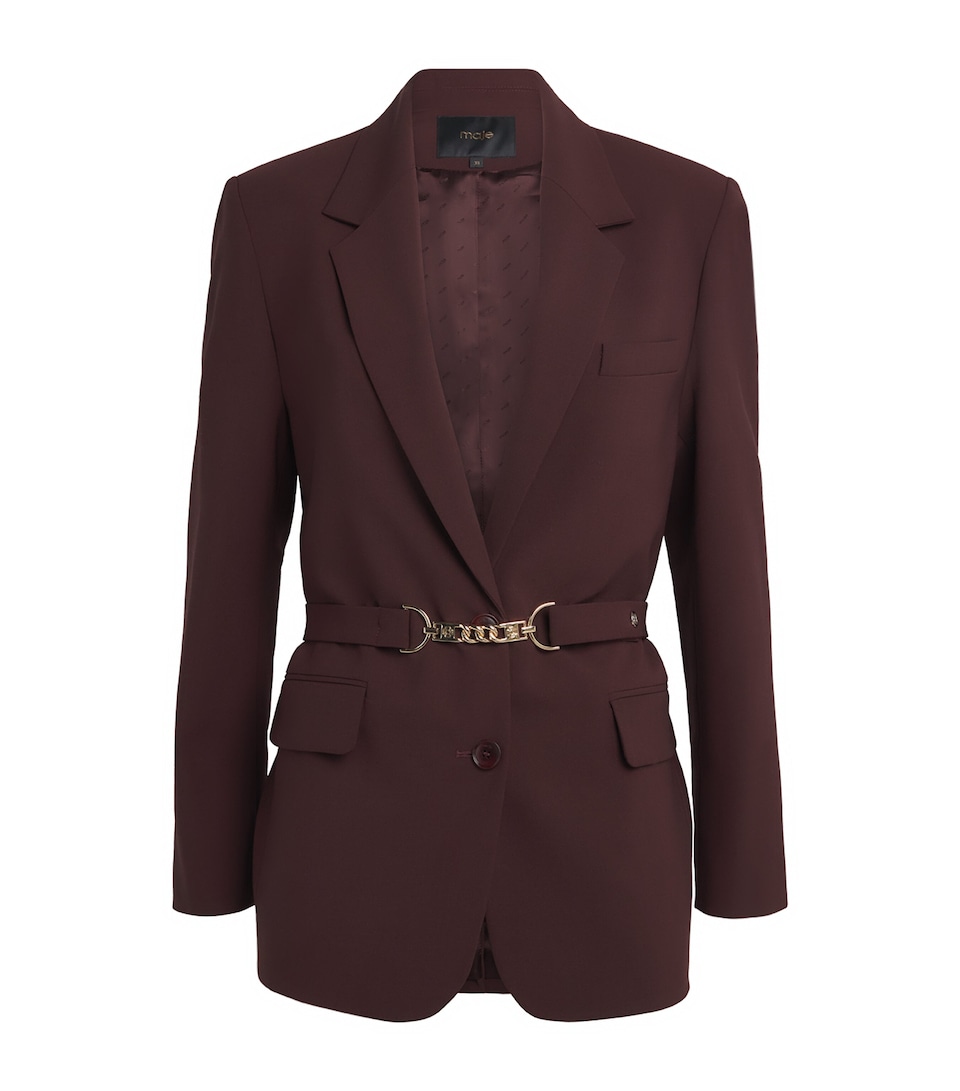 Wool-Blend Belted Blazer