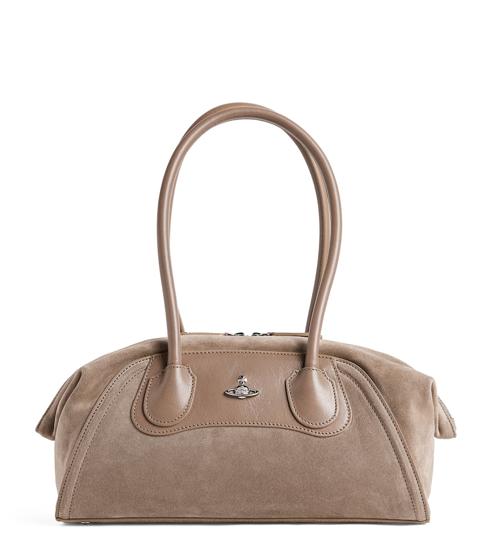 Vivienne Westwood Suede Shirley Top-Handle Bag Stone