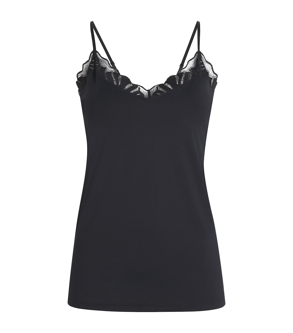 Falke Womens Lace-Trim Camisole Black