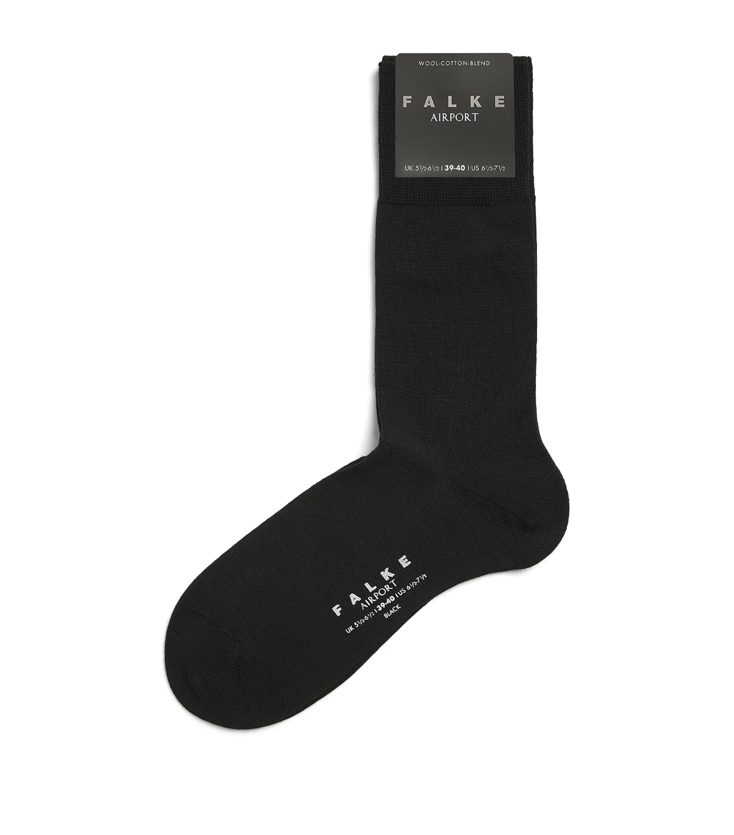 Falke Mens Virgin Wool-Blend Airport Socks Black