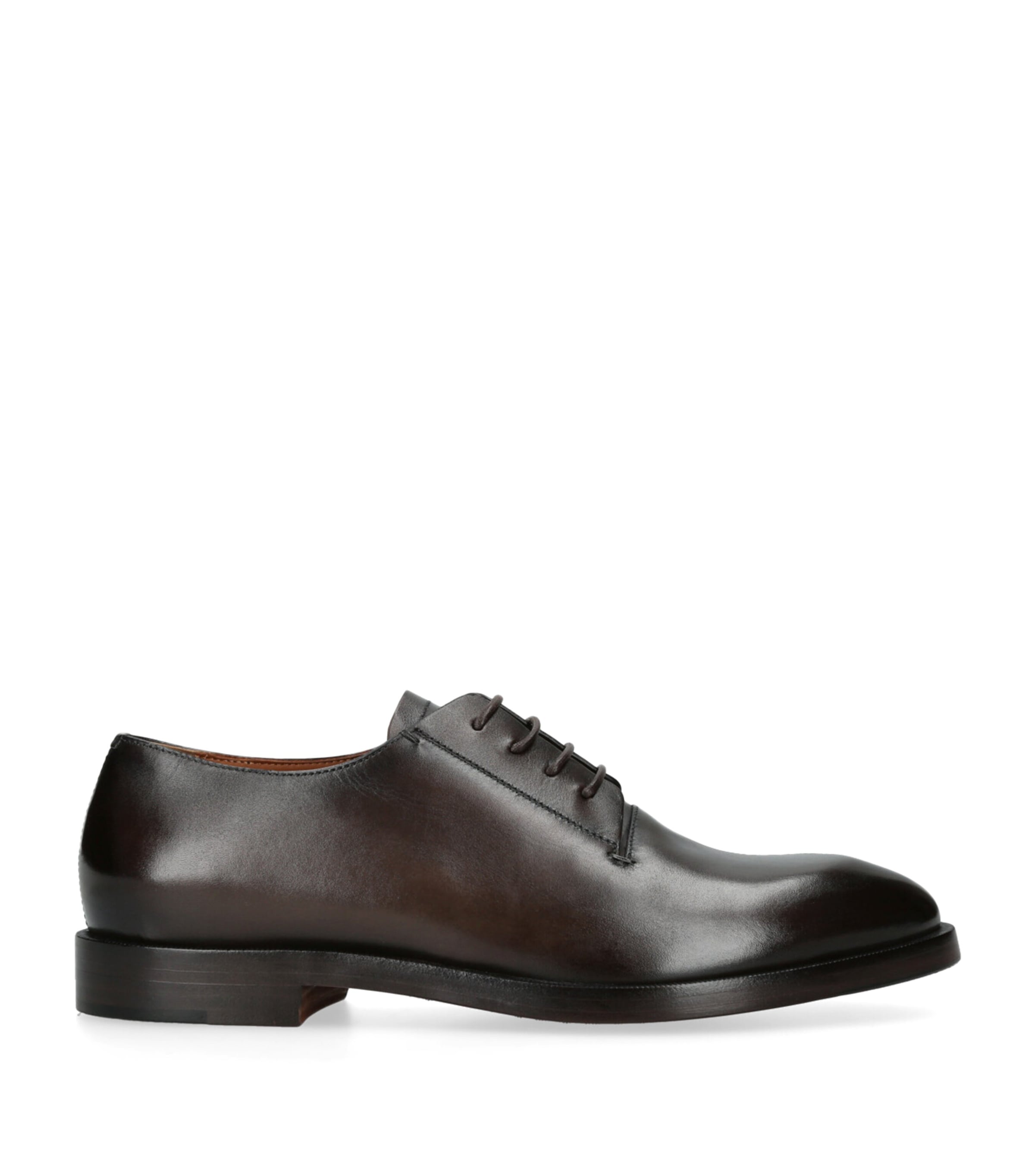 Zegna Leather Torino Derby Shoes Dark Brown