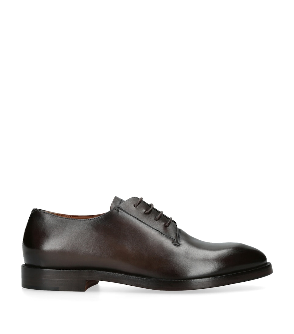 Zegna Leather Torino Derby Shoes Dark Brown