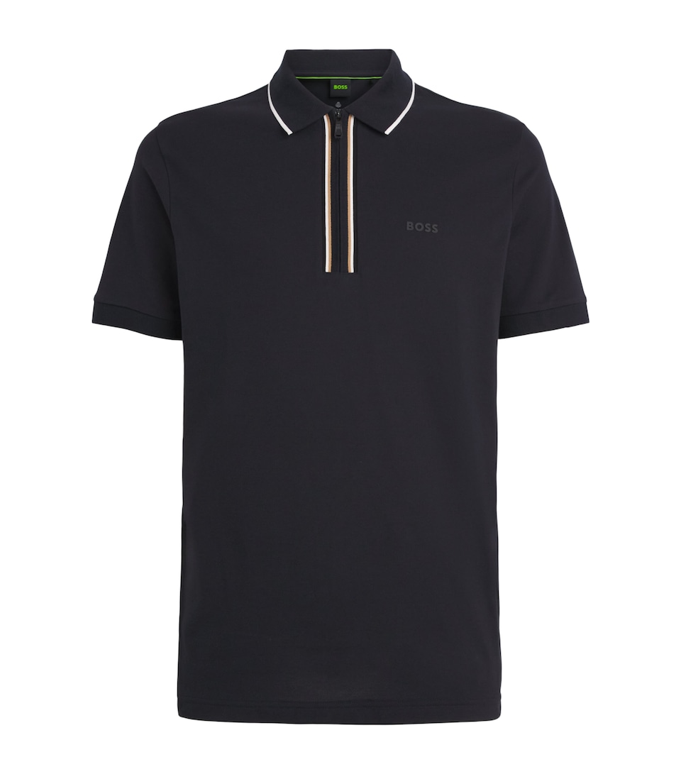 BOSS Mens Stretch-Cotton Philix Polo Shirt Dark Blue