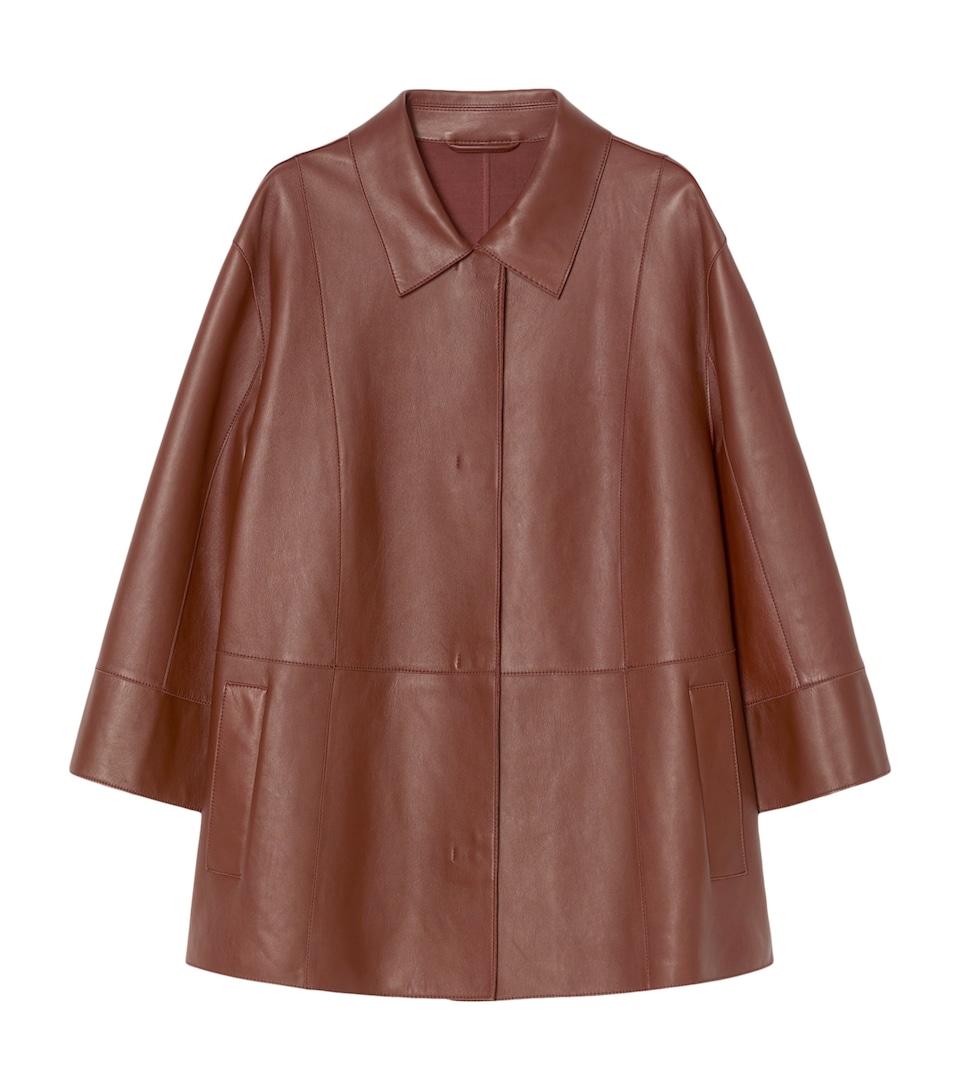 Marina Rinaldi Womens Leather Jacket Brick Red