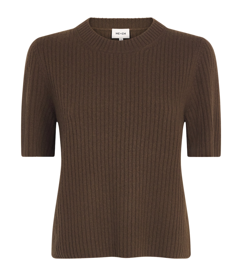 ME+EM Womens Merino Wool Ribbed T-Shirt Bronzed Brown